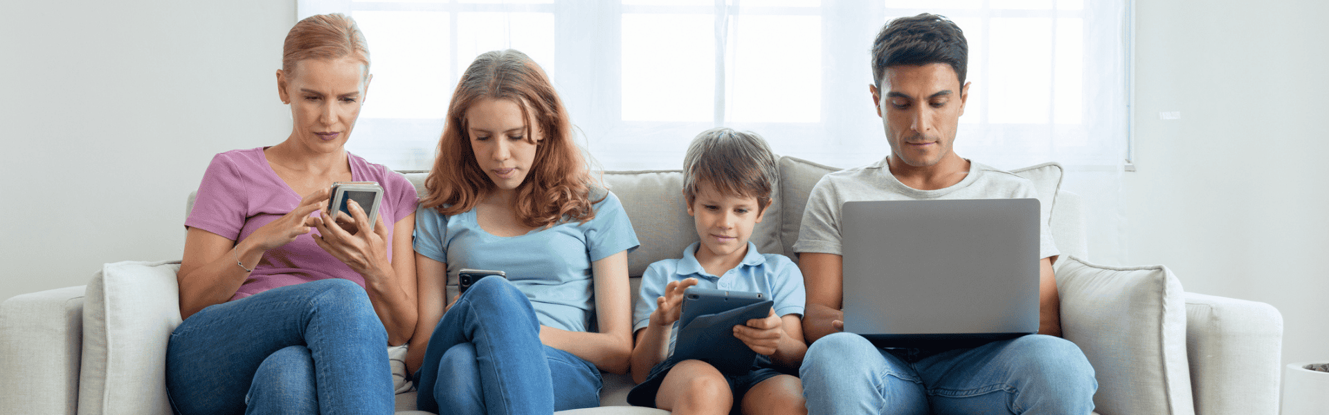 parents and middle school aged students looking at resources on their various devices